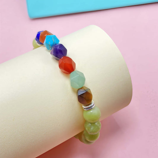 Green Jade Seven Chakra Crystal Bracelet