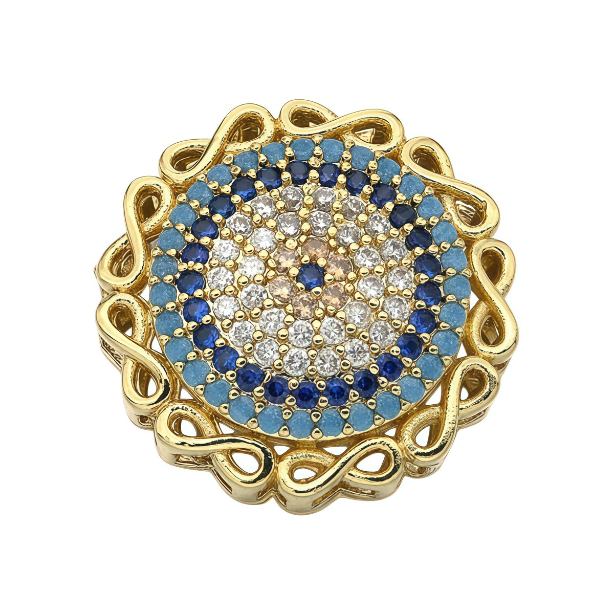 1PCS Brass Cubic Zirconia Round Flowers Charms Connectors DIY Jewelry Findings