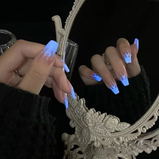 Glowing Nails Press On Nails Purple