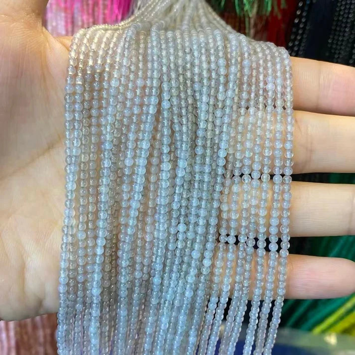 Grey Agate Tiny Smooth Round Beads 2mm 3mm 4mm