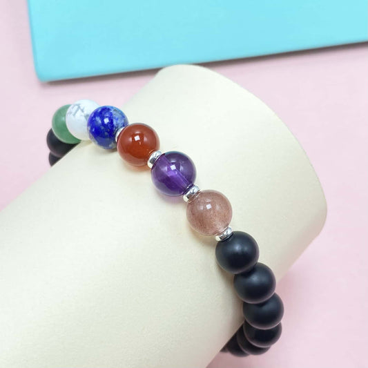 Matte Onyx Seven Chakra Crystal Bracelets