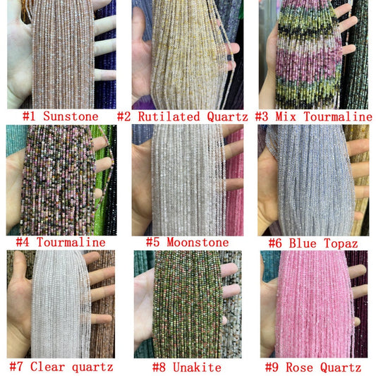 2.5mm Faceted Cube Beads Natural Gemstone Beads for Diy Jewelry Making Aquamarine/Amazonite/Garnet Beads Tiny Square Cube Beads