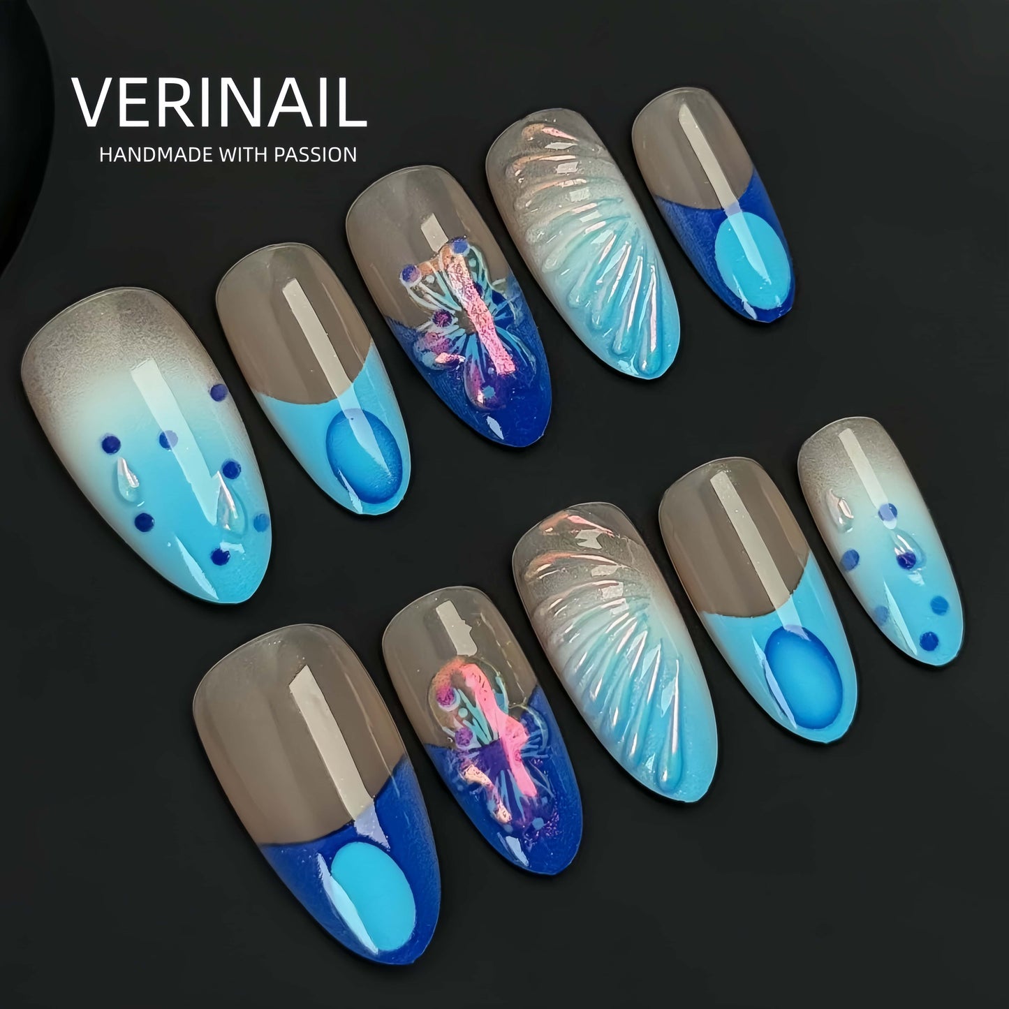 Press On Nails Color Blue PDD01