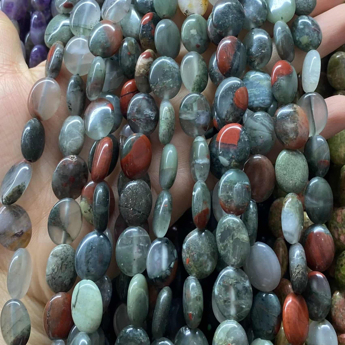 Smooth Flat Oval Beads 10x14mm Quartz/Jasper/Agate/Crystal