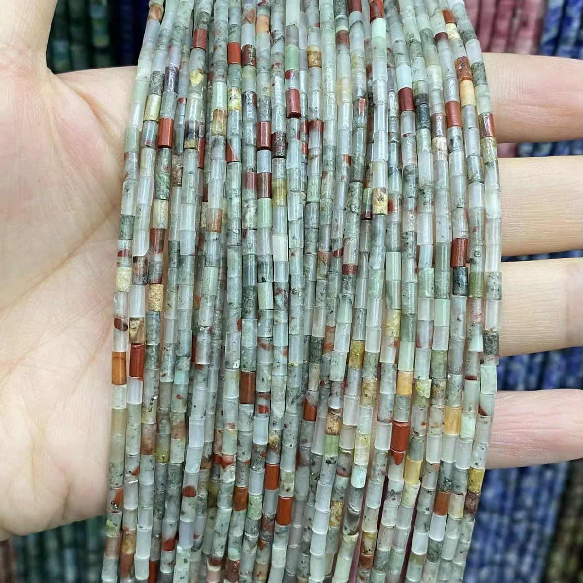 Cylindrical Tube Beads 2x4mm Quartz/Jasper/Agate/Crystal