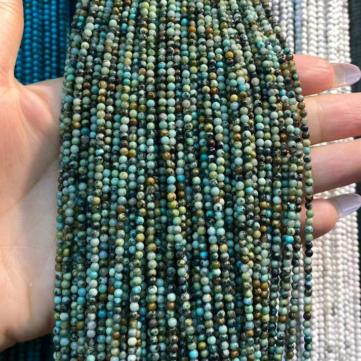 African Turquoise Tiny Smooth Round Beads 2mm 3mm 4mm