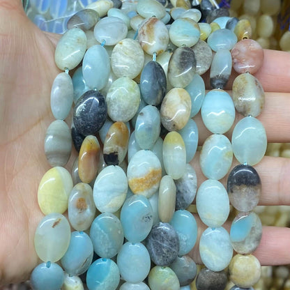 Smooth Flat Oval Beads 10x14mm Quartz/Jasper/Agate/Crystal
