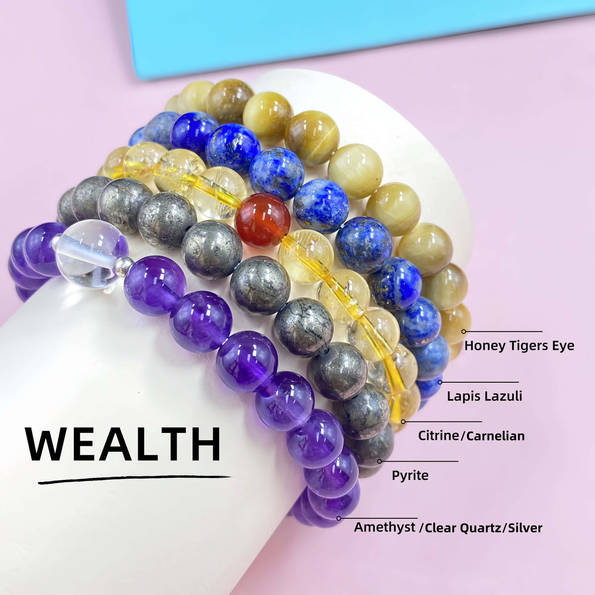 Natural Healing Crystal Bracelet Set