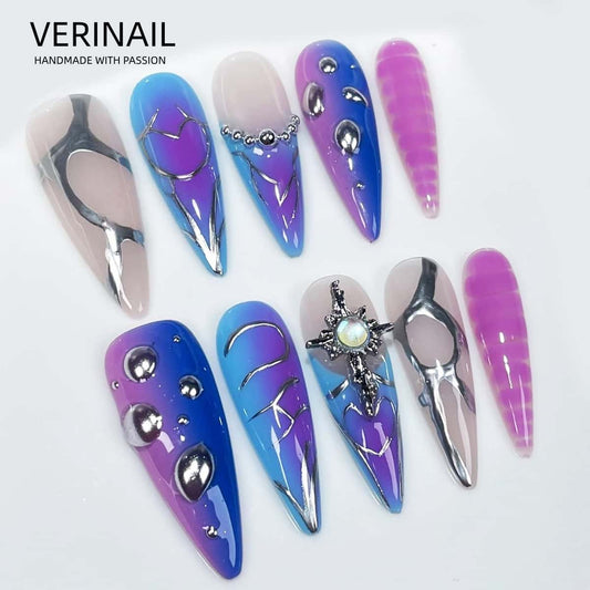 Press On Nails Color Blue PDD01
