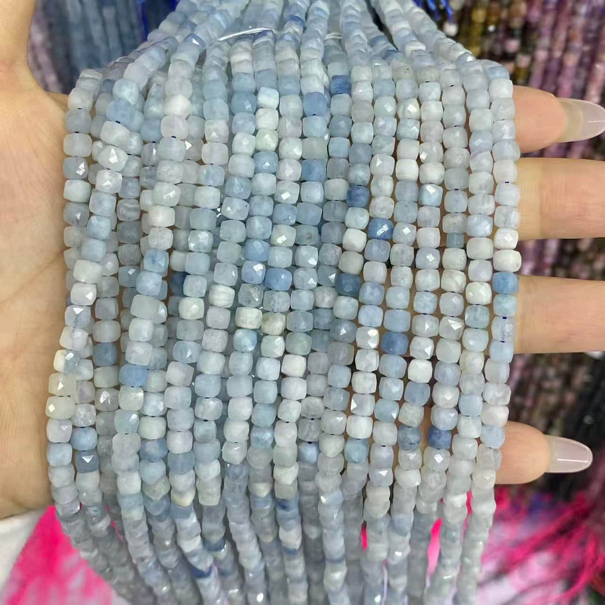 Square Faceted Beads 4-5MM Gemstone/Quartz/Jasper/Agate