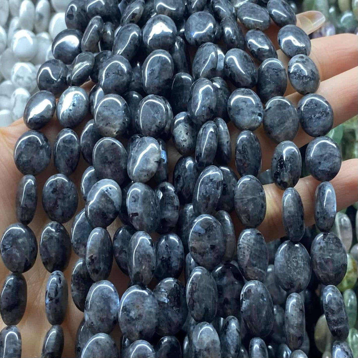 Smooth Flat Oval Beads 10x14mm Quartz/Jasper/Agate/Crystal