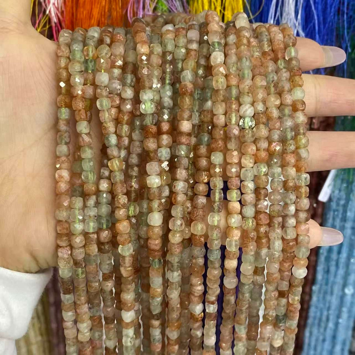 Square Faceted Beads 4-5MM Gemstone/Quartz/Jasper/Agate