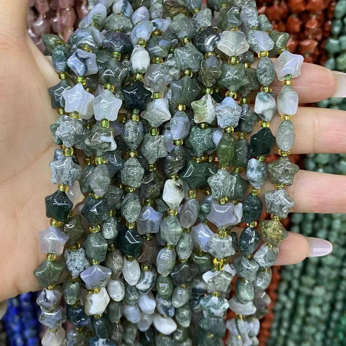 Round Smooth Star Beads 10mm Quartz/Jasper/Agate/Crystal