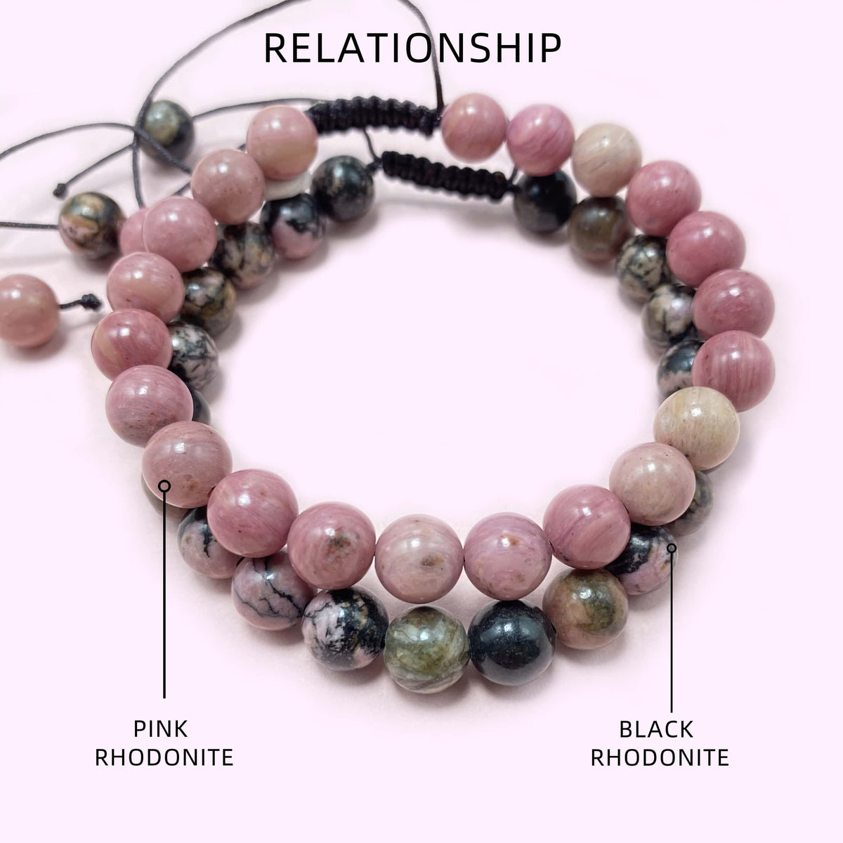 Double Rhodonite Crystal Bracelet for Love and Relationship
