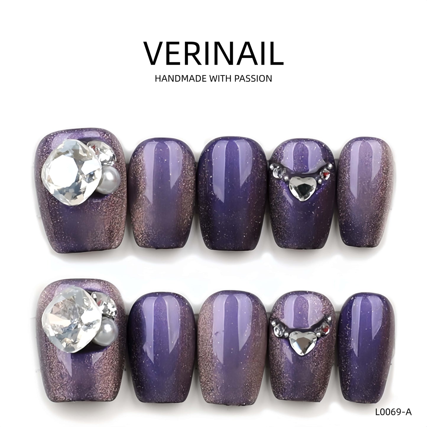 Press On Nails Color Purple CP02