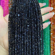 Black Onyx Tiny Faceted Round Beads 2mm 3mm 4mm