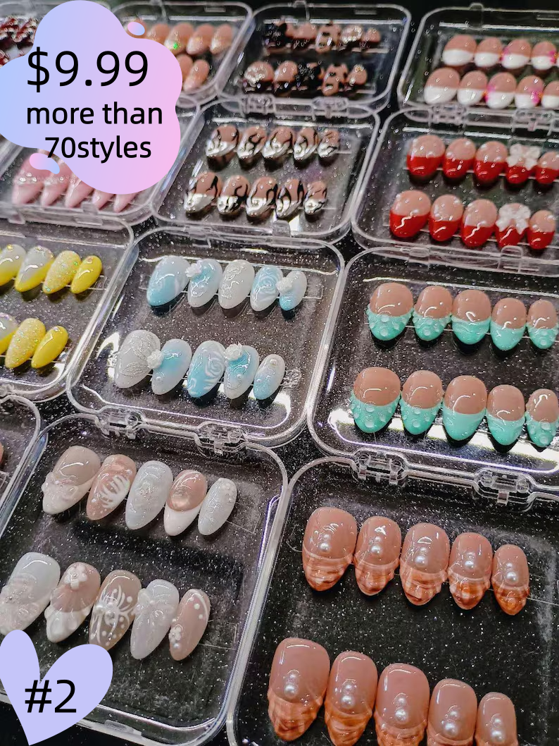 #2-11 Pressed On Nails Box – Handmade, Reusable, Unique Styles