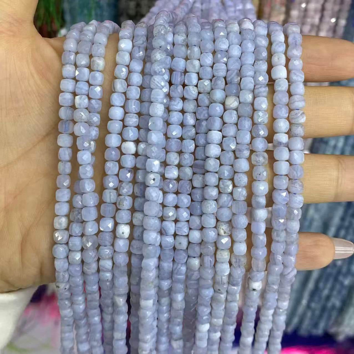 Square Faceted Beads 4-5MM Gemstone/Quartz/Jasper/Agate