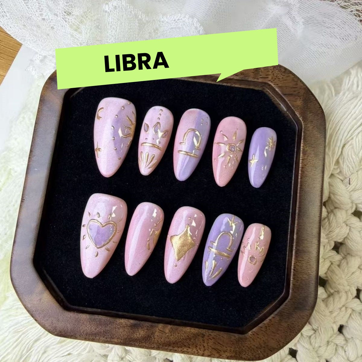 12 Zodiac Signs Handmade Press on Nails Collection