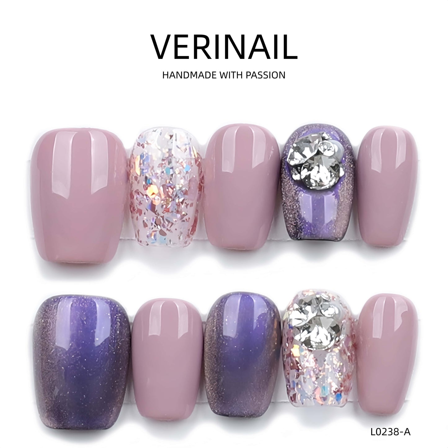 Press On Nails Color Purple CP02