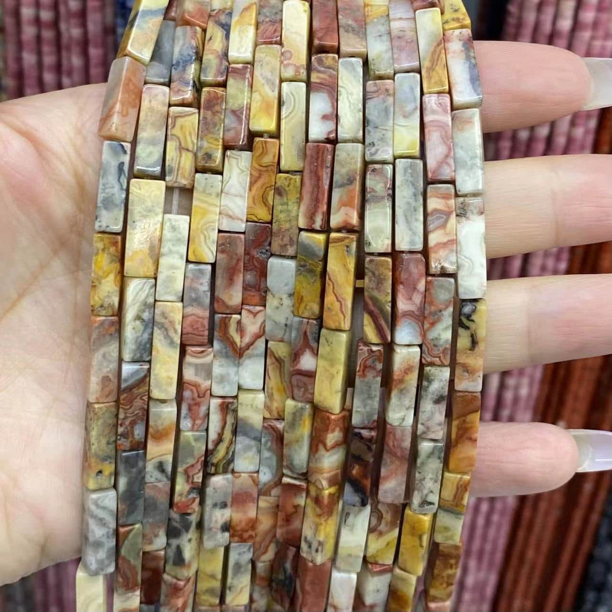 Square Tube Beads 4x13mm Quartz/Jasper/Agate/Crystal