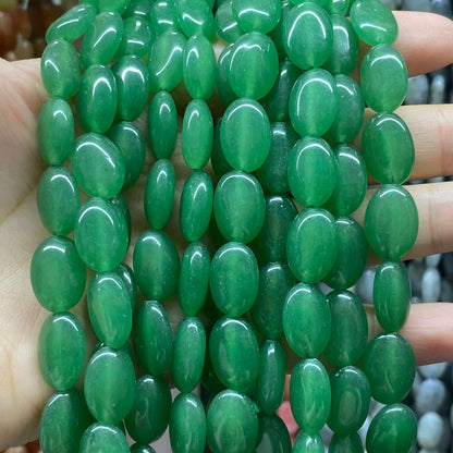 Smooth Flat Oval Beads 10x14mm Quartz/Jasper/Agate/Crystal