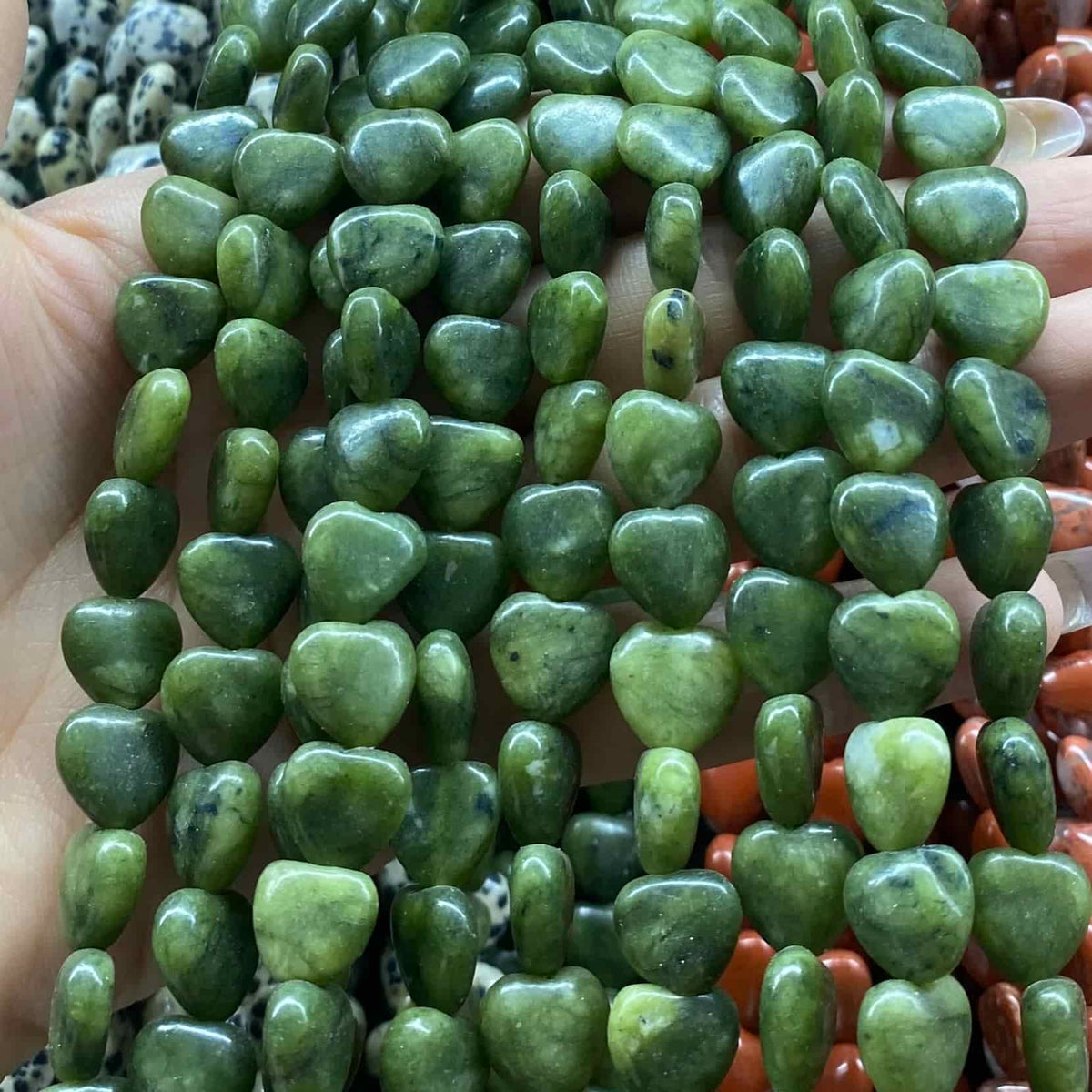 Smooth Heart Shape Beads 10mm/15mm Quartz/Jasper/Agate/Crystal