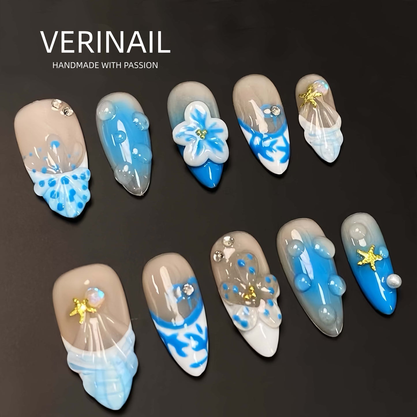 Press On Nails Color Blue PDD01