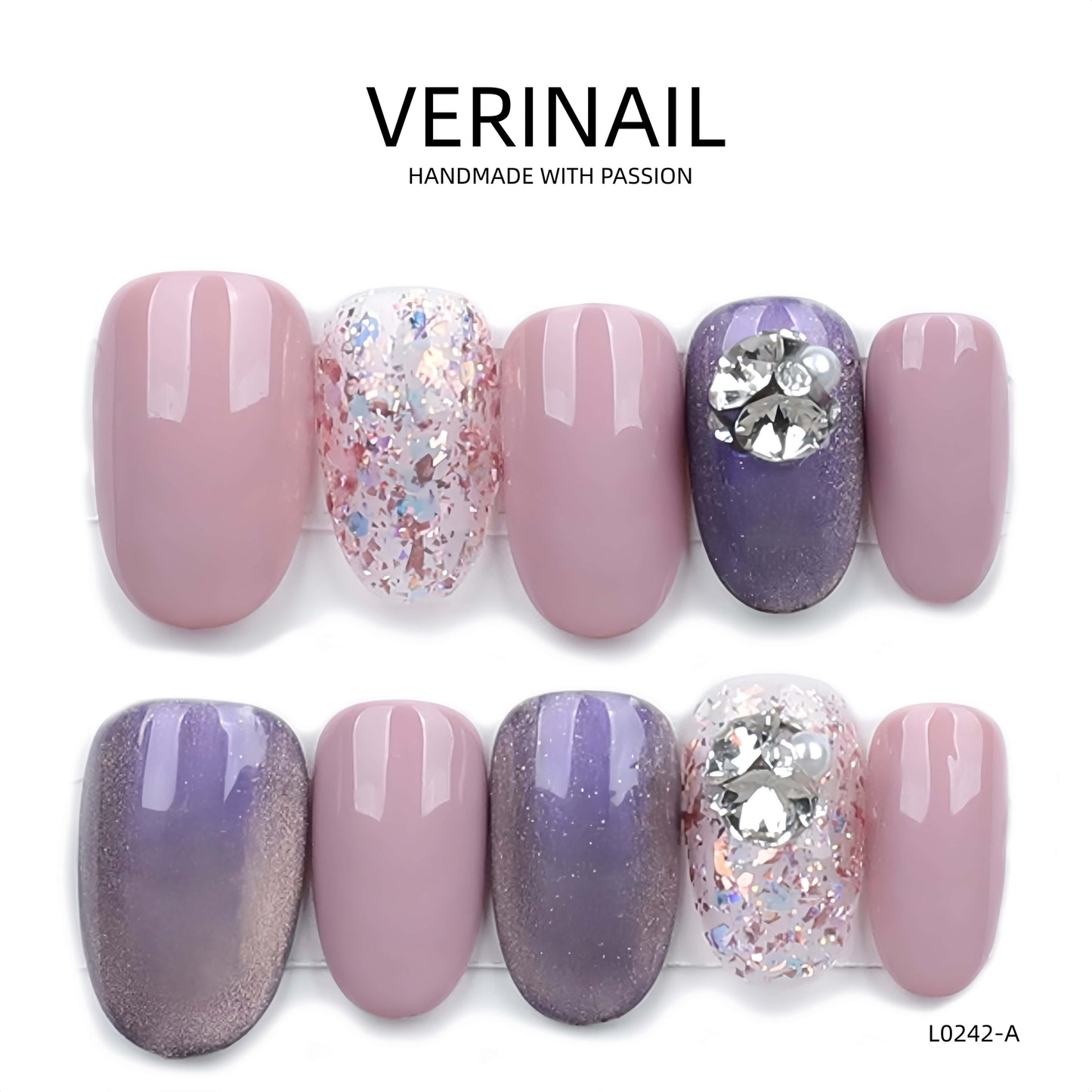 Press On Nails Color Purple CP02