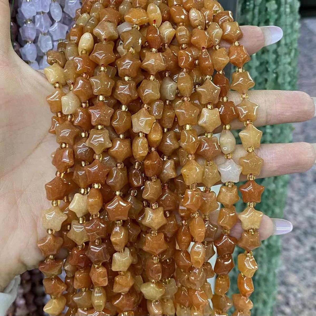 Round Smooth Star Beads 10mm Quartz/Jasper/Agate/Crystal