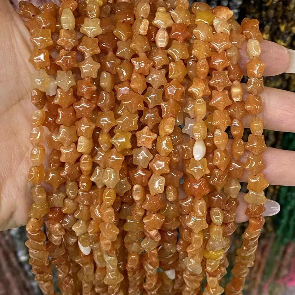 Smooth Star Beads 8mm Quartz/Jasper/Agate/Crystal