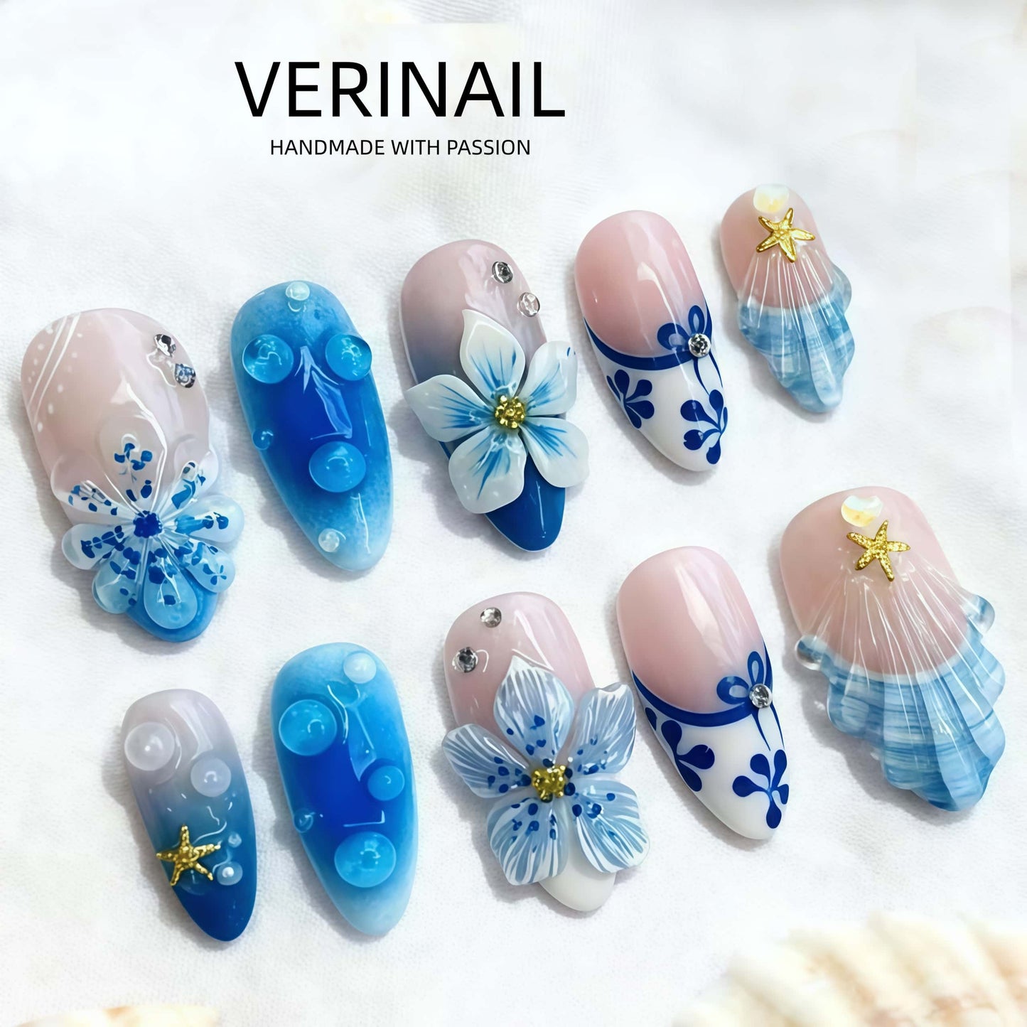 Press On Nails Color Blue PDD01