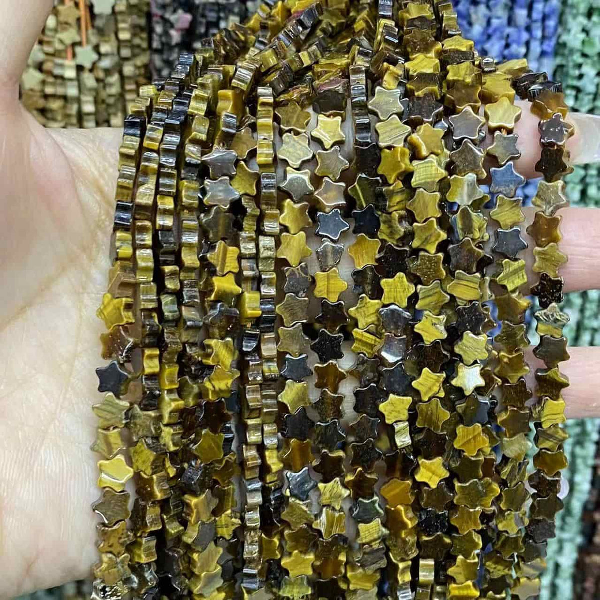 Flat Star Beads 6mm Quartz/Jasper/Agate/Crystal