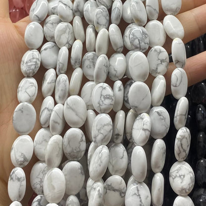 Smooth Flat Oval Beads 10x14mm Quartz/Jasper/Agate/Crystal