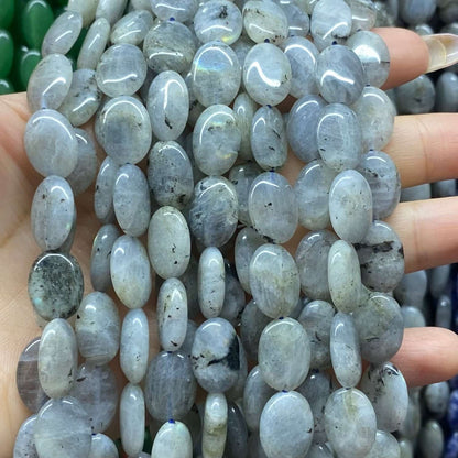 Smooth Flat Oval Beads 10x14mm Quartz/Jasper/Agate/Crystal
