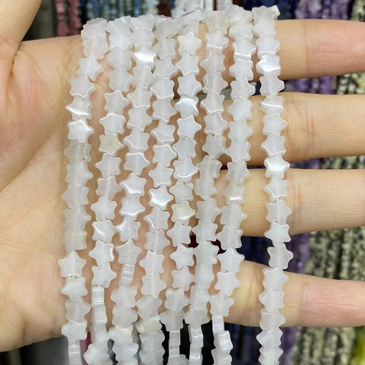Flat Star Beads 6mm Quartz/Jasper/Agate/Crystal