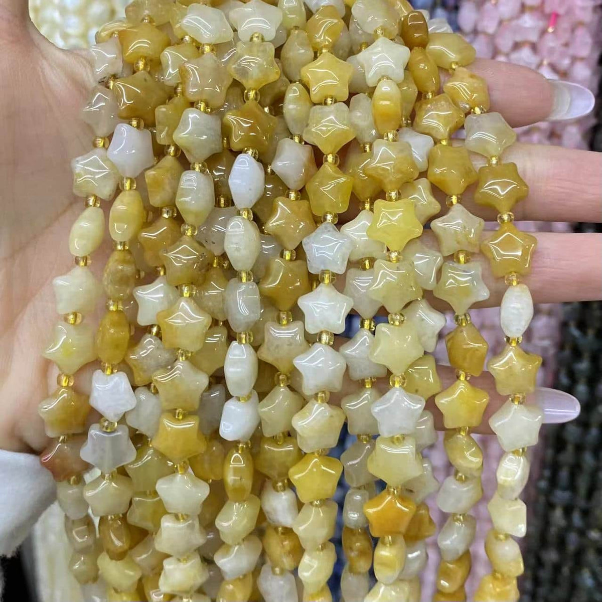 Round Smooth Star Beads 10mm Quartz/Jasper/Agate/Crystal