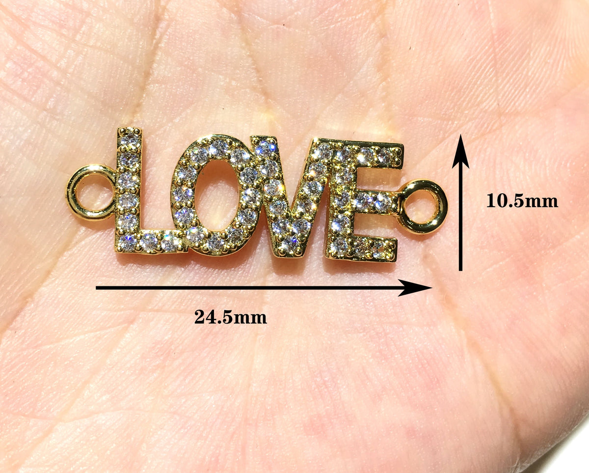 1PCS Brass Cubic Zirconia Vocabulary Slogan Charm