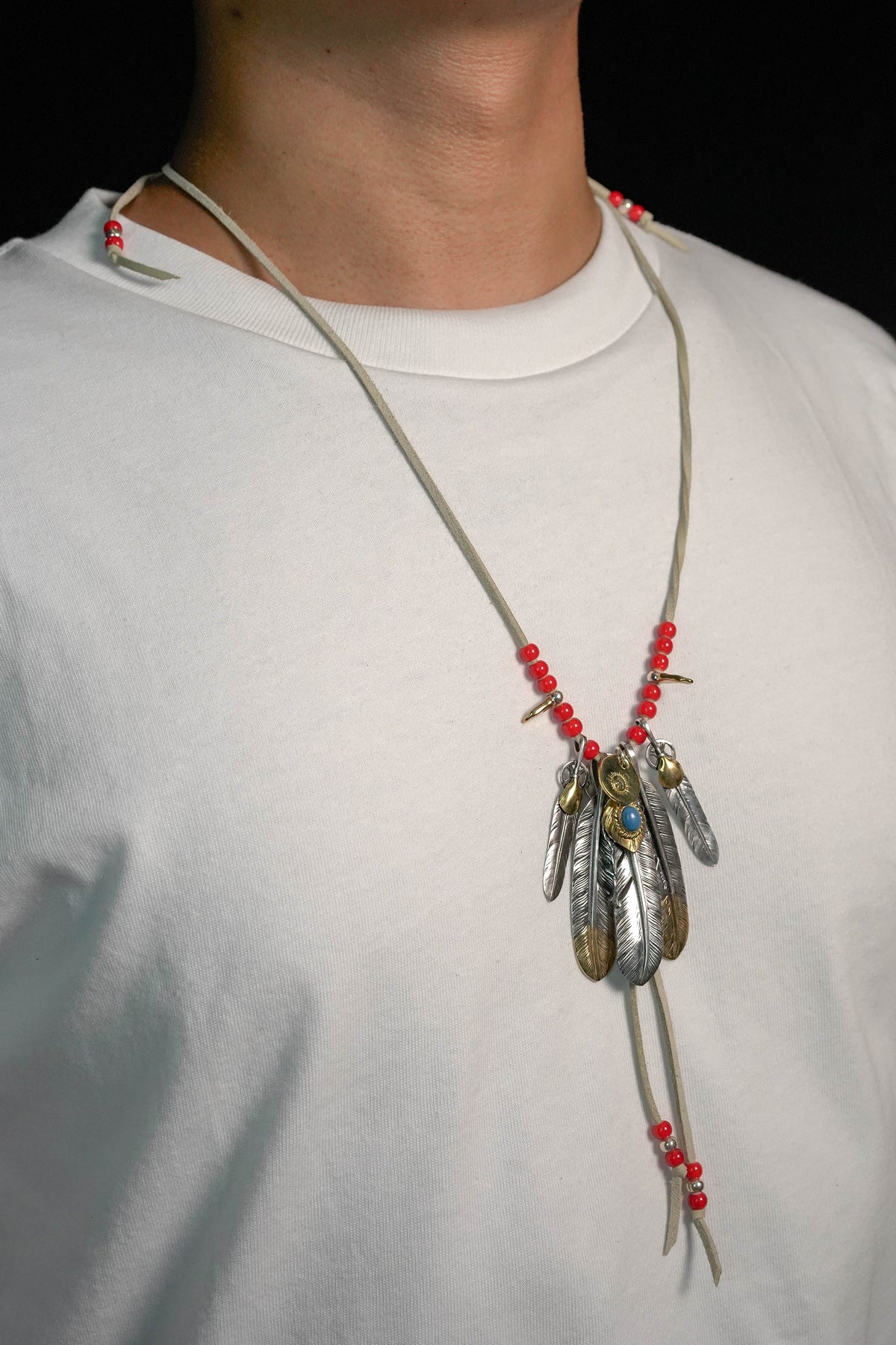 Necklace with Turquoise and Silver Feather Setup
