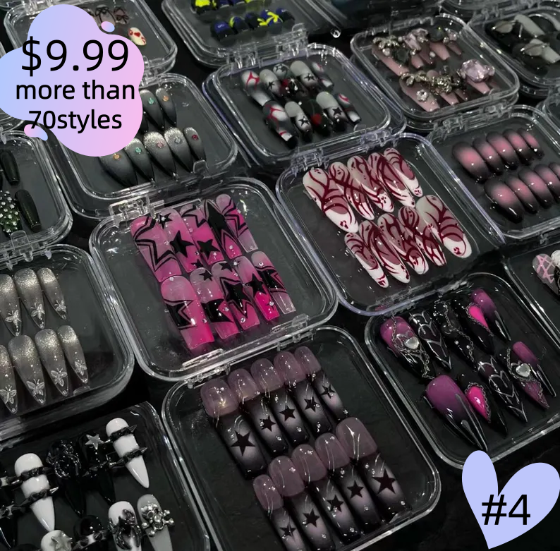 #4-11 Press-On Nails Box Handmade, Reusable, Unique Styles