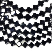 Clover Shape Black Onyx Beads