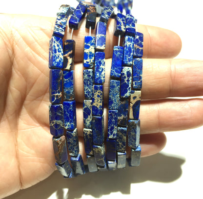 Square Tube Sea Sediment Japser Beads 4x13mm