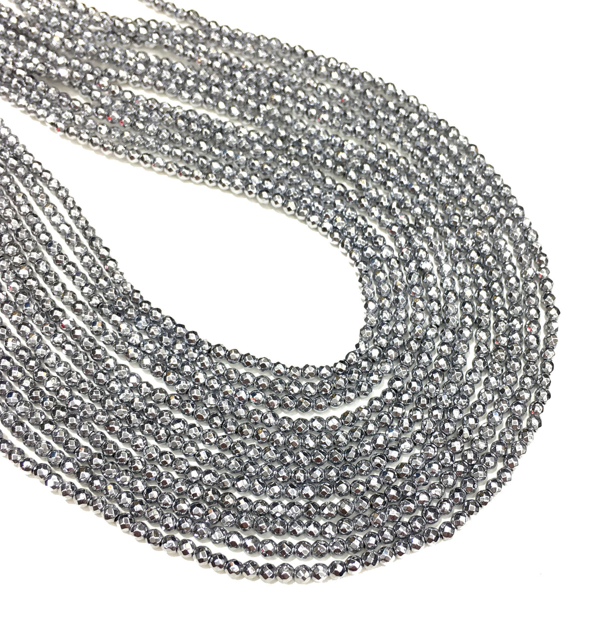 Faceted Round Hematite Beads