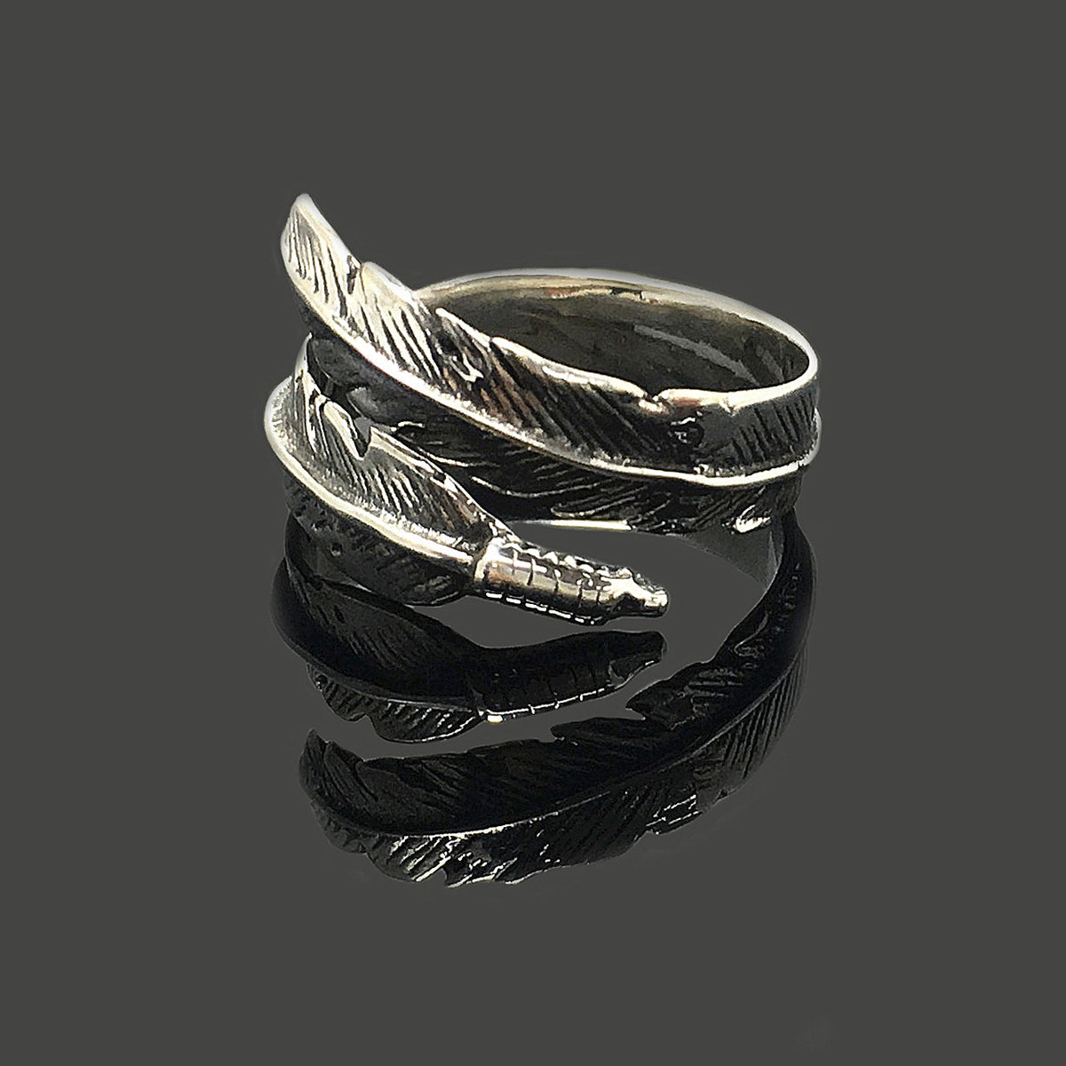 925 Sterling Silver Feather Ring