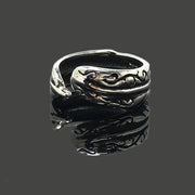 Retro 925 Sterling Silver Open Feather Ring