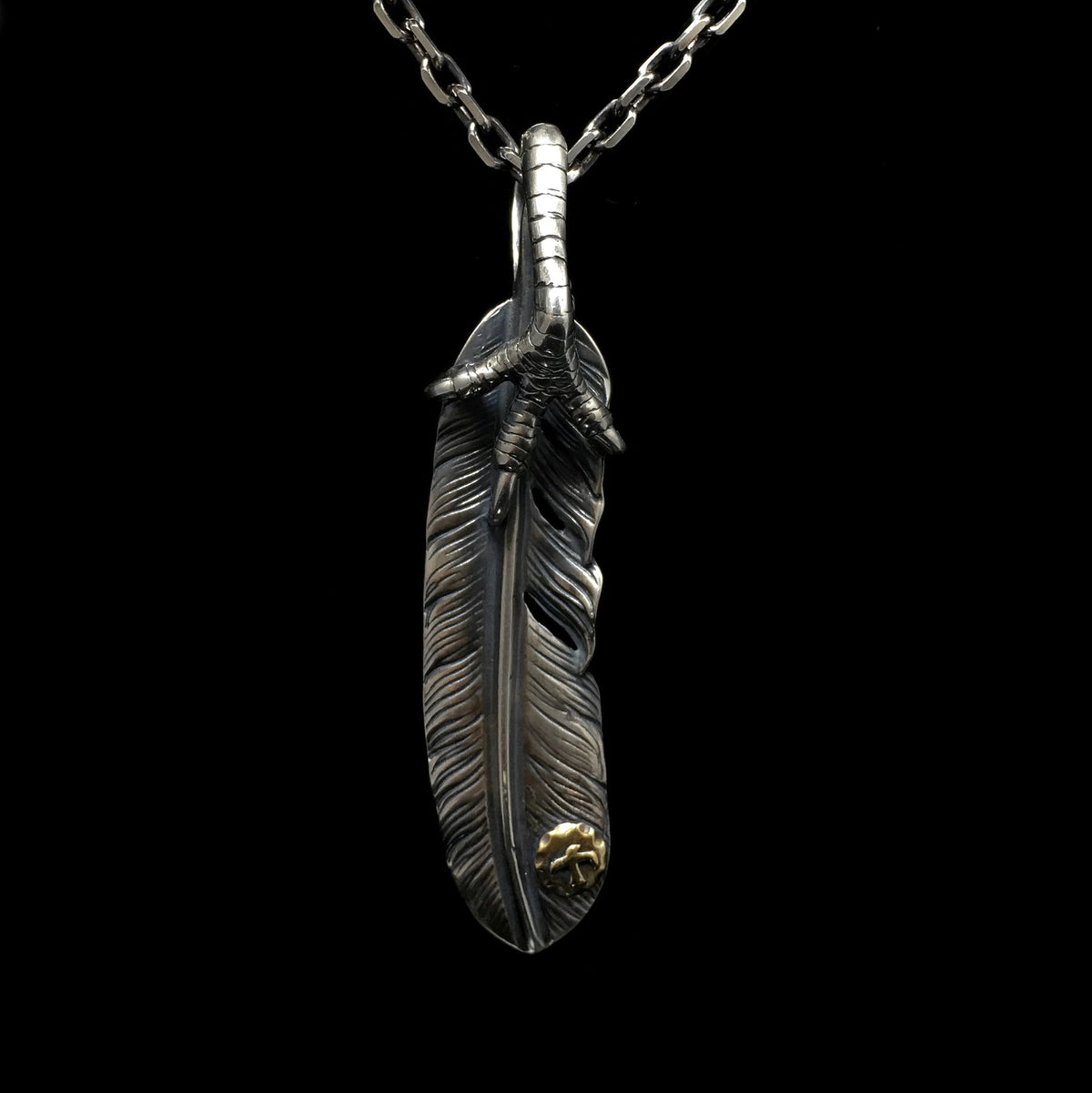 Left Eagle Claw Feather Retro 925 Silver Pendant Japan Takahashi Goro