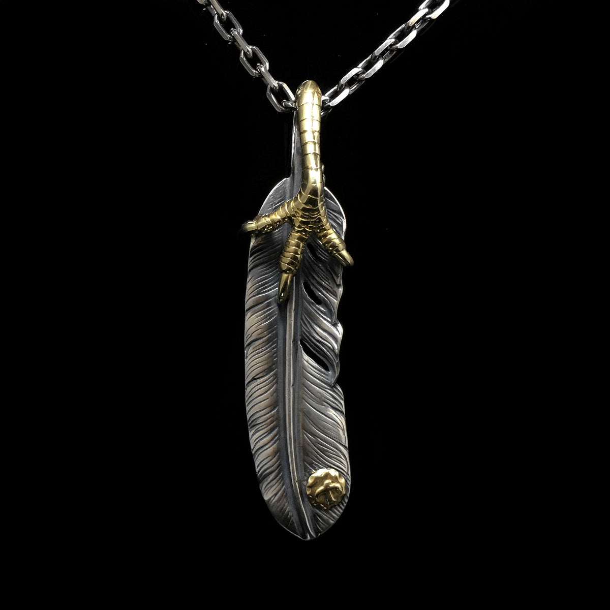 Left Eagle Claw Feather Retro 925 Silver Pendant Japan Takahashi Goro with Sign