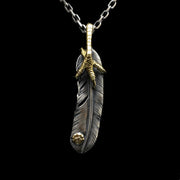 Right Brass Eagle Claw Feather Retro 925 Silver Pendant Japan Takahashi Goro