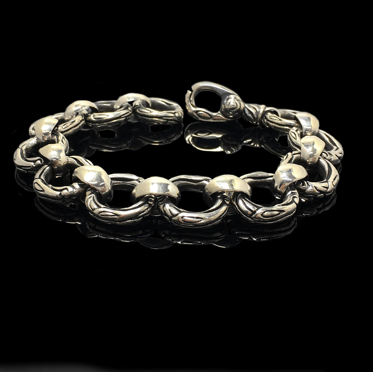 Vintage Sterling Silver Round Chain Link Bracelet