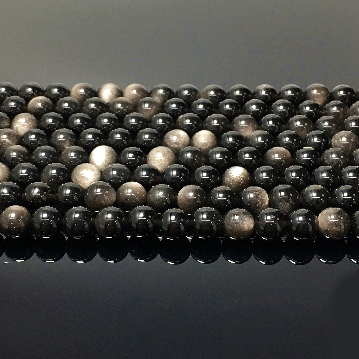 Higher Quality Silver Obsidian Round Beads
